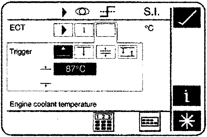 Screen showing ECT with Trigger set to 87°C
