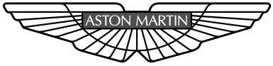 Aston Martin winged logo with text ASTON MARTIN inside