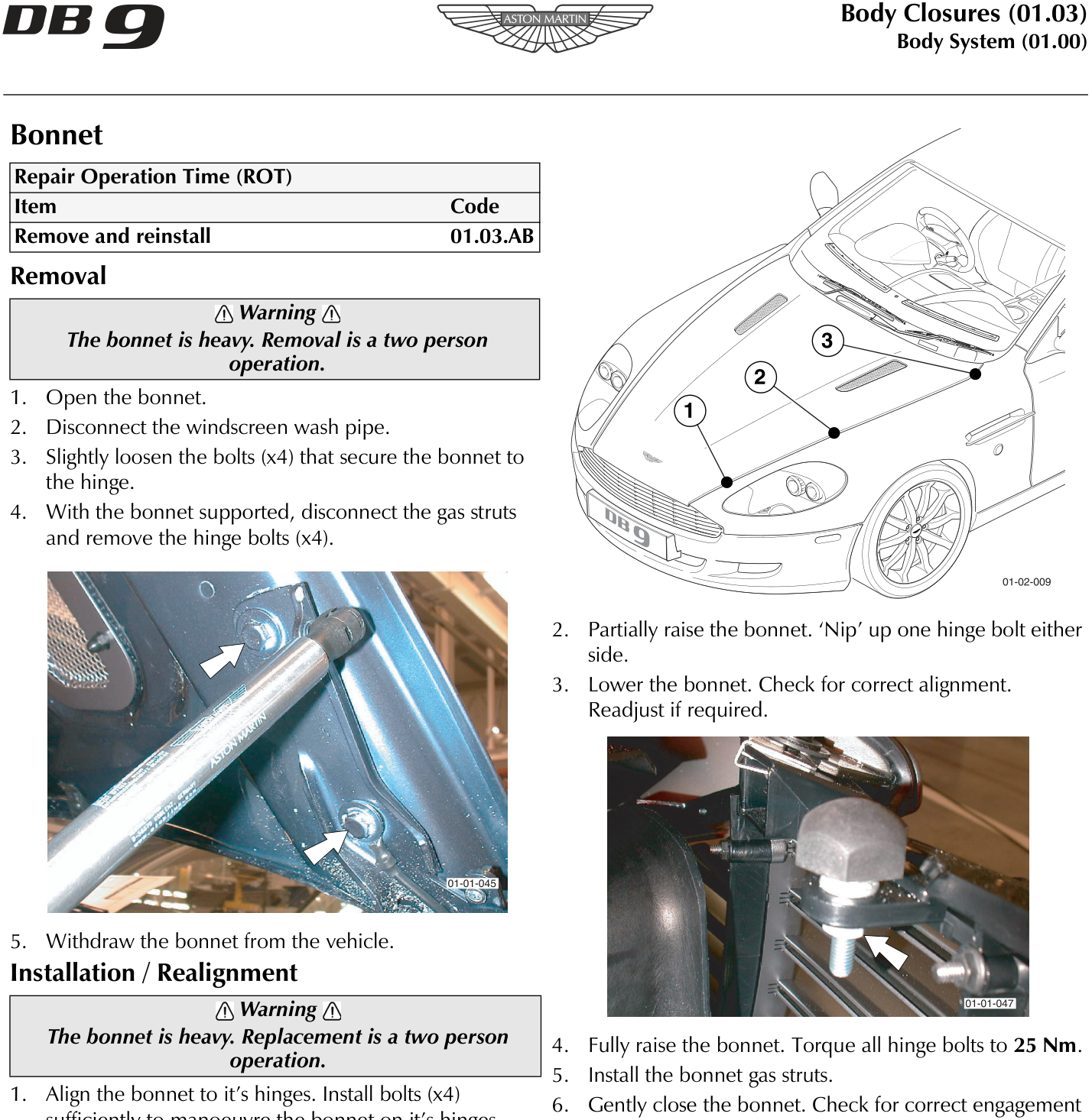 A photograph showing a gas strut being disconnected from the bonnet hinge area, with white arrows pointing to the connection points.