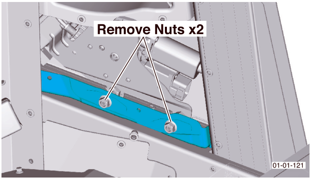 Diagram illustrating the removal of two glass securing screws from the bracket.