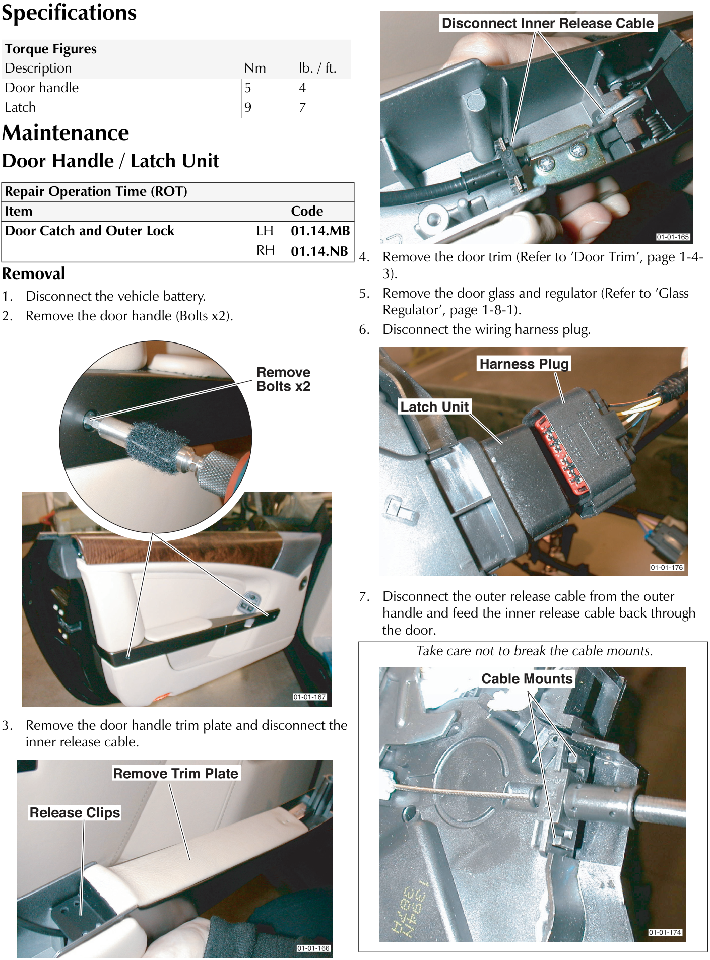 A close-up view of a tool removing bolts from the interior door handle, with an inset circle highlighting the bolt location.