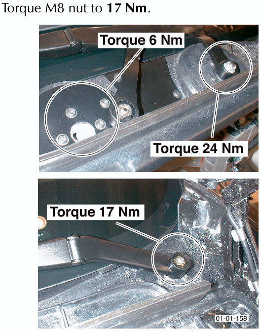 Torque specifications for M8 nuts on vehicle chassis components