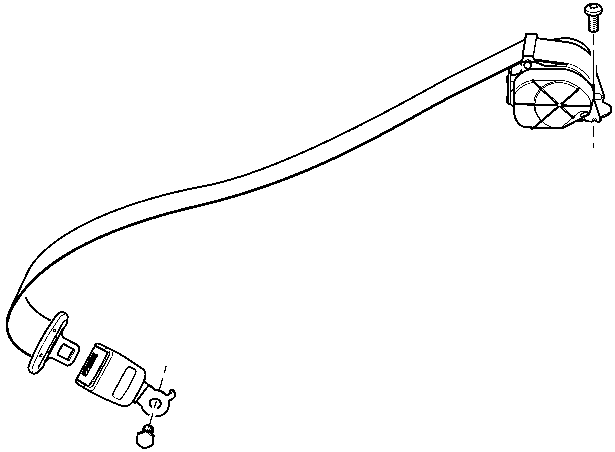Diagram of a seat belt buckle and lower retractor assembly with fasteners
