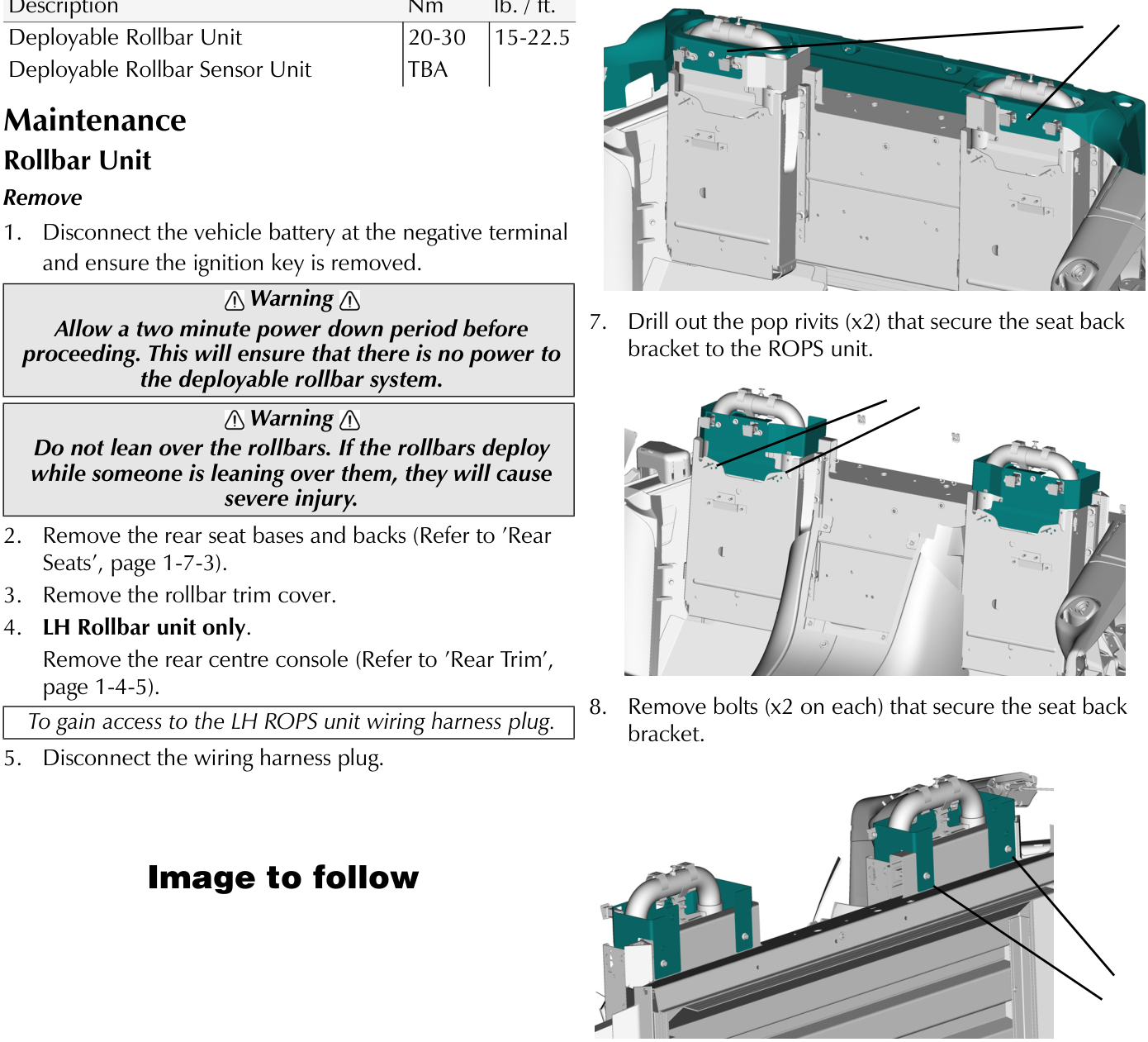 Diagram showing the deployable rollbar unit and sensor unit mounted in the vehicle structure.