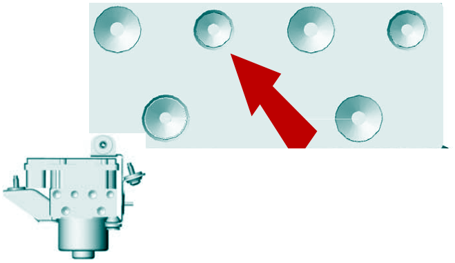 Diagram showing the connection point of the brake pipe at the brake modulator