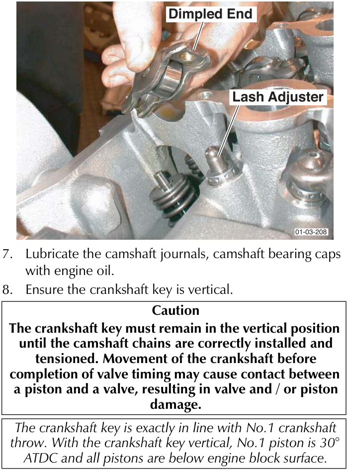Crankshaft key alignment and valve timing setup procedure