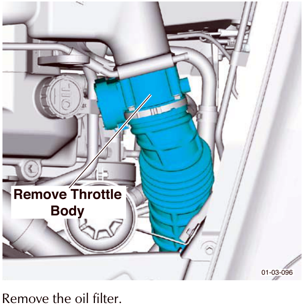 Diagram showing the removal of the throttle body from the engine assembly