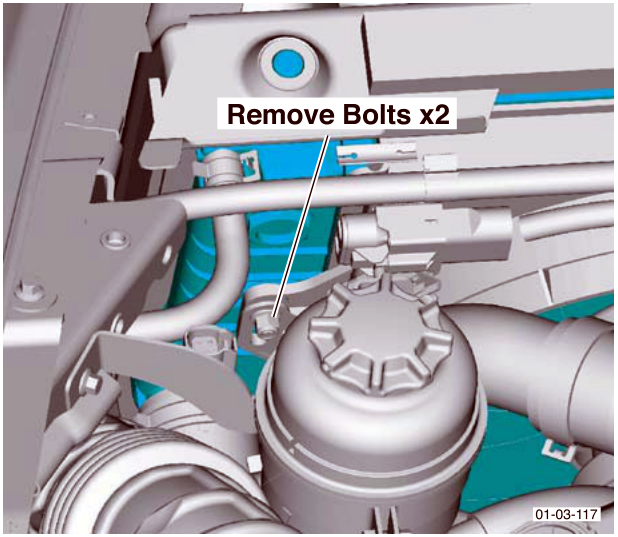 Diagram showing removal of hoses from the radiator