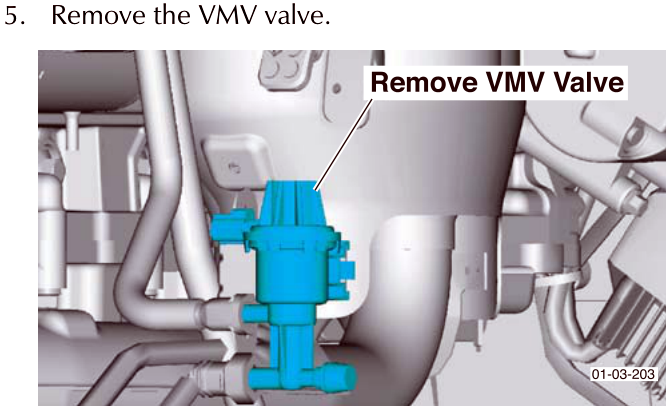 Diagram showing removal of VMV valve