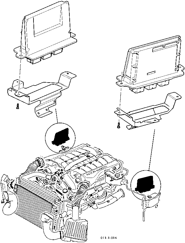 Exploded view diagram showing the mounting brackets and locations of the crankshaft position sensors on the engine
