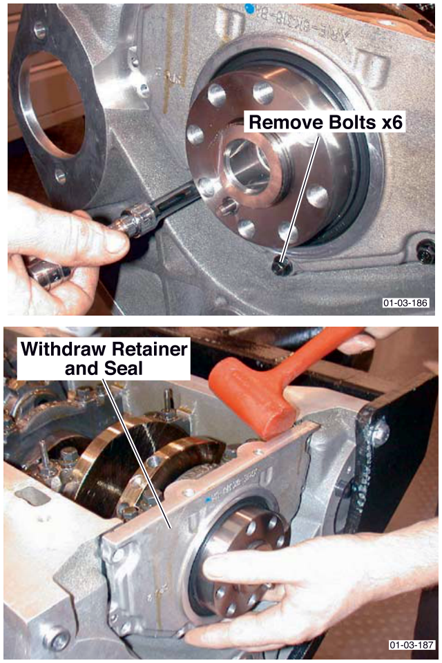 Image showing removal of bolts from the rear oil seal retainer