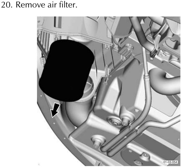 Air filter removed from the housing