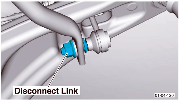A close-up view of a suspension link being disconnected, with the label Disconnect Link visible at the bottom.