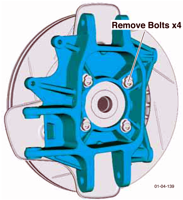 Bearing assembly with four bolts indicated for removal