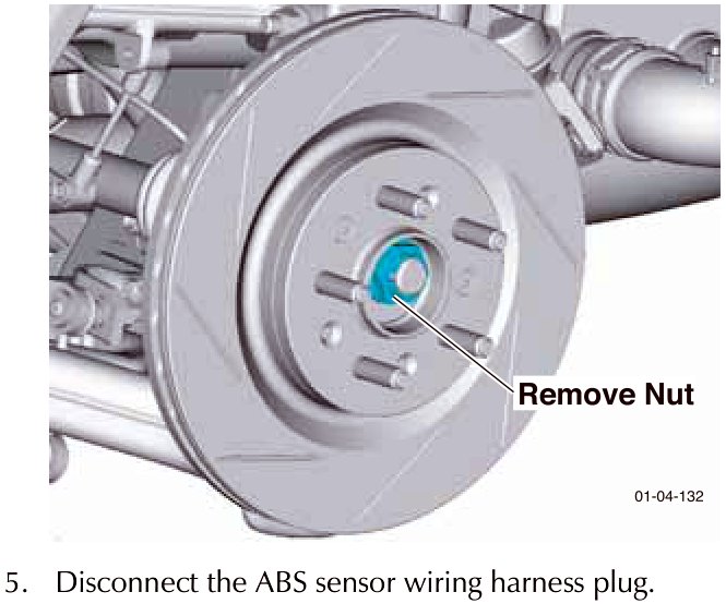 Wheel hub assembly with callout Remove Nut