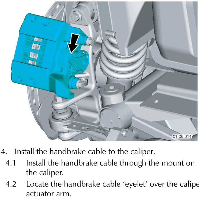 Diagram showing operation of the caliper lever by hand