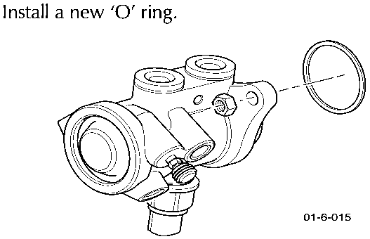 Master cylinder with a new O-ring being aligned for installation