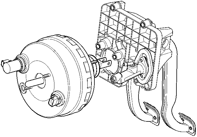Diagram of removed brake booster assembly