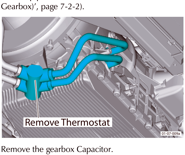 Diagram showing the removal of the oil thermostat