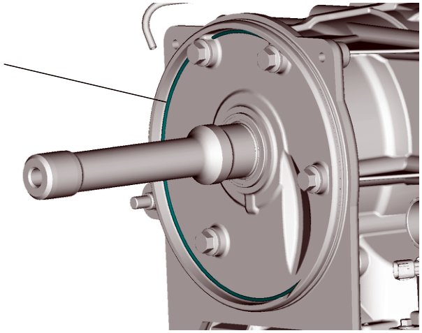 Diagram of a transaxle output shaft with a newly installed O-ring seal