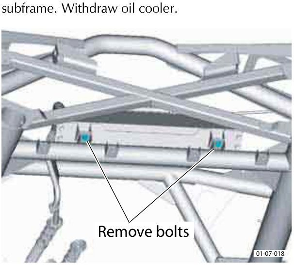 Bolts securing the oil cooler to the subframe structure