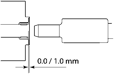 Diagram showing pilot bearing depth of 0.0 / 1.0 mm below crankshaft end face