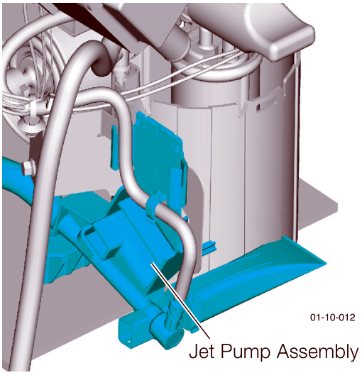 Detail view of the Jet Pump Assembly located within the fuel tank module