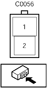 Diagram showing blower motor terminal layout with labels 1 and 2, and a wiring connector being plugged in