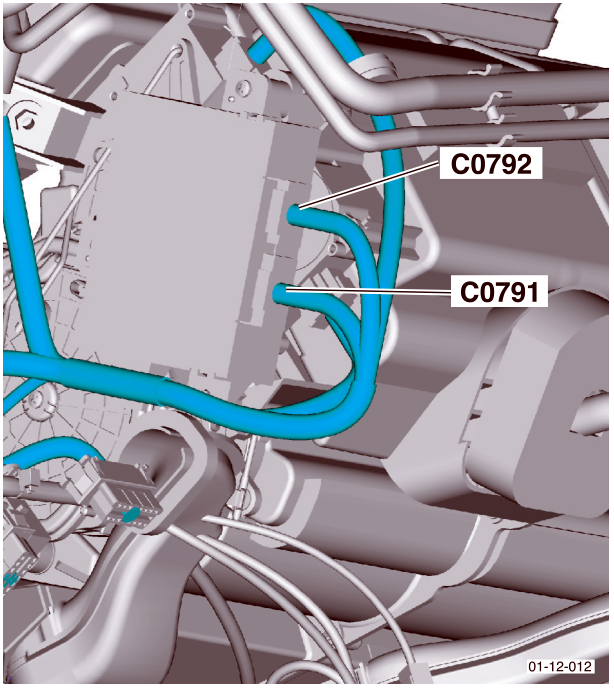 Diagram showing connectors C0792 and C0791 on the A/C Module