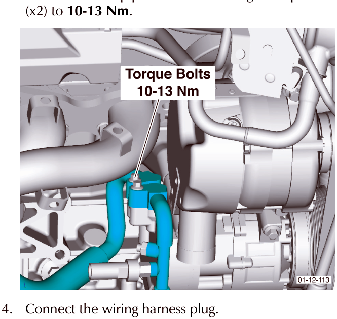 Diagram showing torque specification for A/C pipe bolts