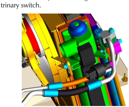 Diagram showing the trinary switch being withdrawn from the piping block