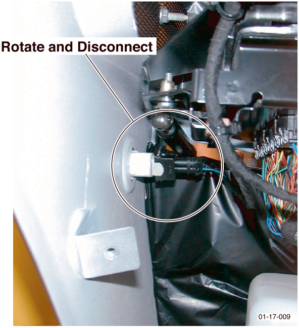 Close-up of a side repeater unit connector with callout text 'Rotate and Disconnect'