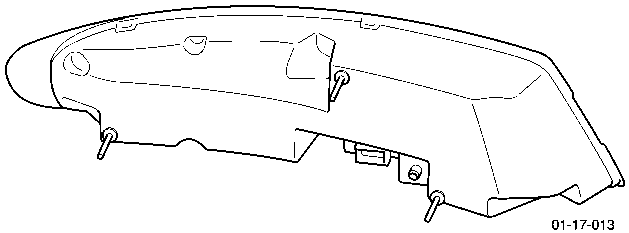 Line drawing of the rear light cluster assembly showing mounting points and electrical connector
