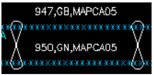 Diagram showing low speed CAN wire symbols with examples 947 GB MAPCA 05 and 950 GN MAPCA 05