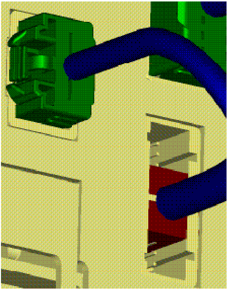 Photo showing an inline connector on a harness with a mating connector on another harness