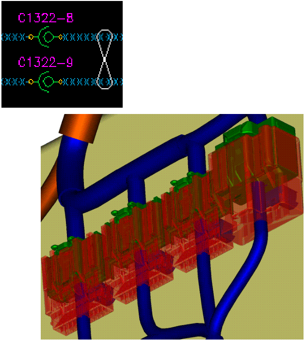 Diagram showing connector housings C1322-8 and C1322-9 with wiring terminals