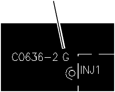 Circuit diagram detail showing connector C0636-2 G and INJ1
