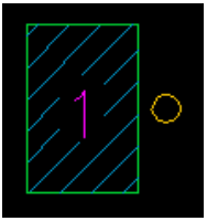 Symbol for a busbar showing the number 1 inside a hatched box with a connection point