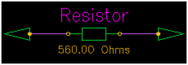 Resistor symbol rated at 560.00 Ohms