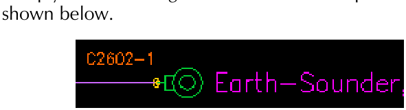 Example of an eyelet earth connection labeled C2602-1 Earth-Sounder