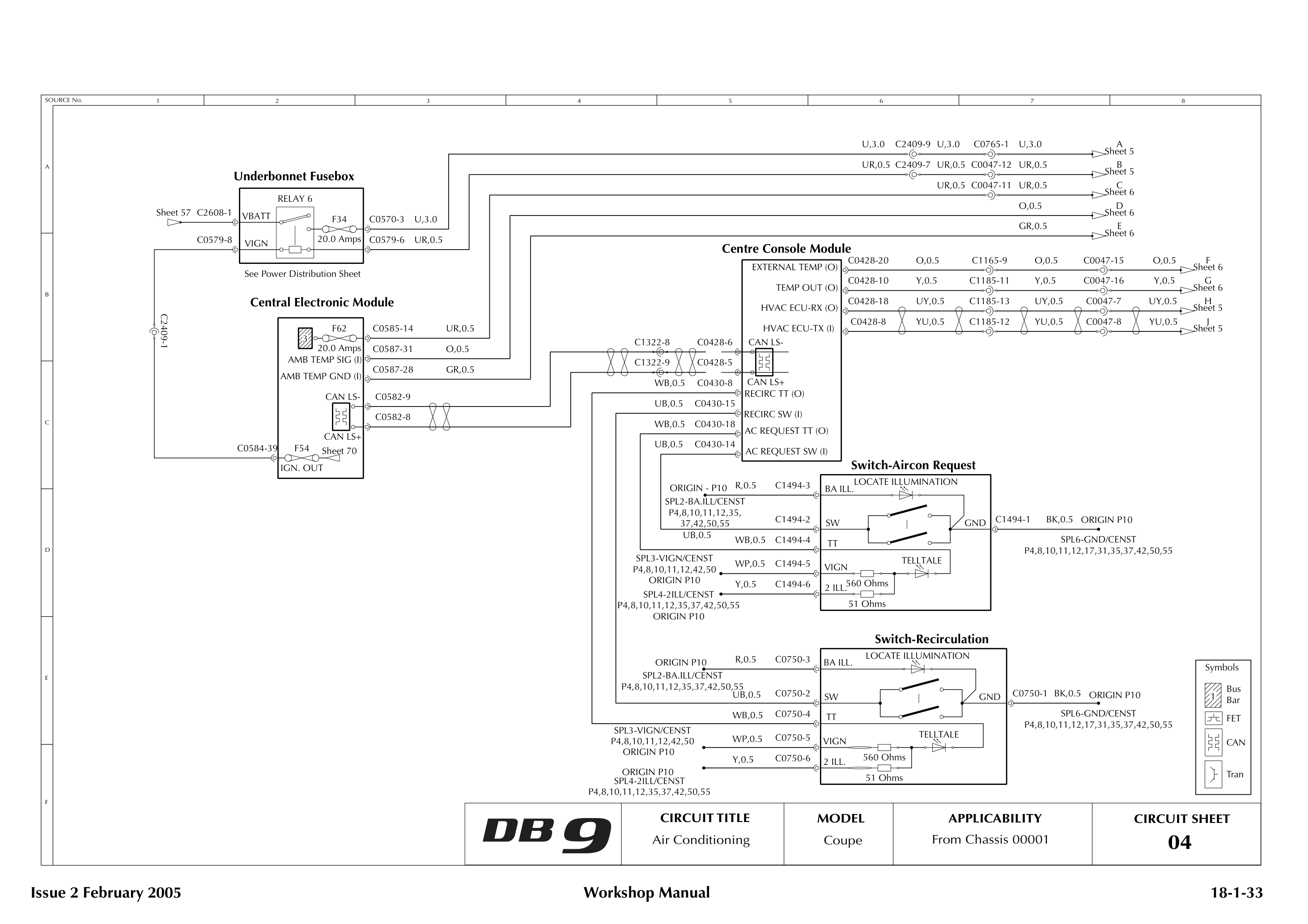 Aston Martin DB9 Circuit sheet 4: Air Conditioning