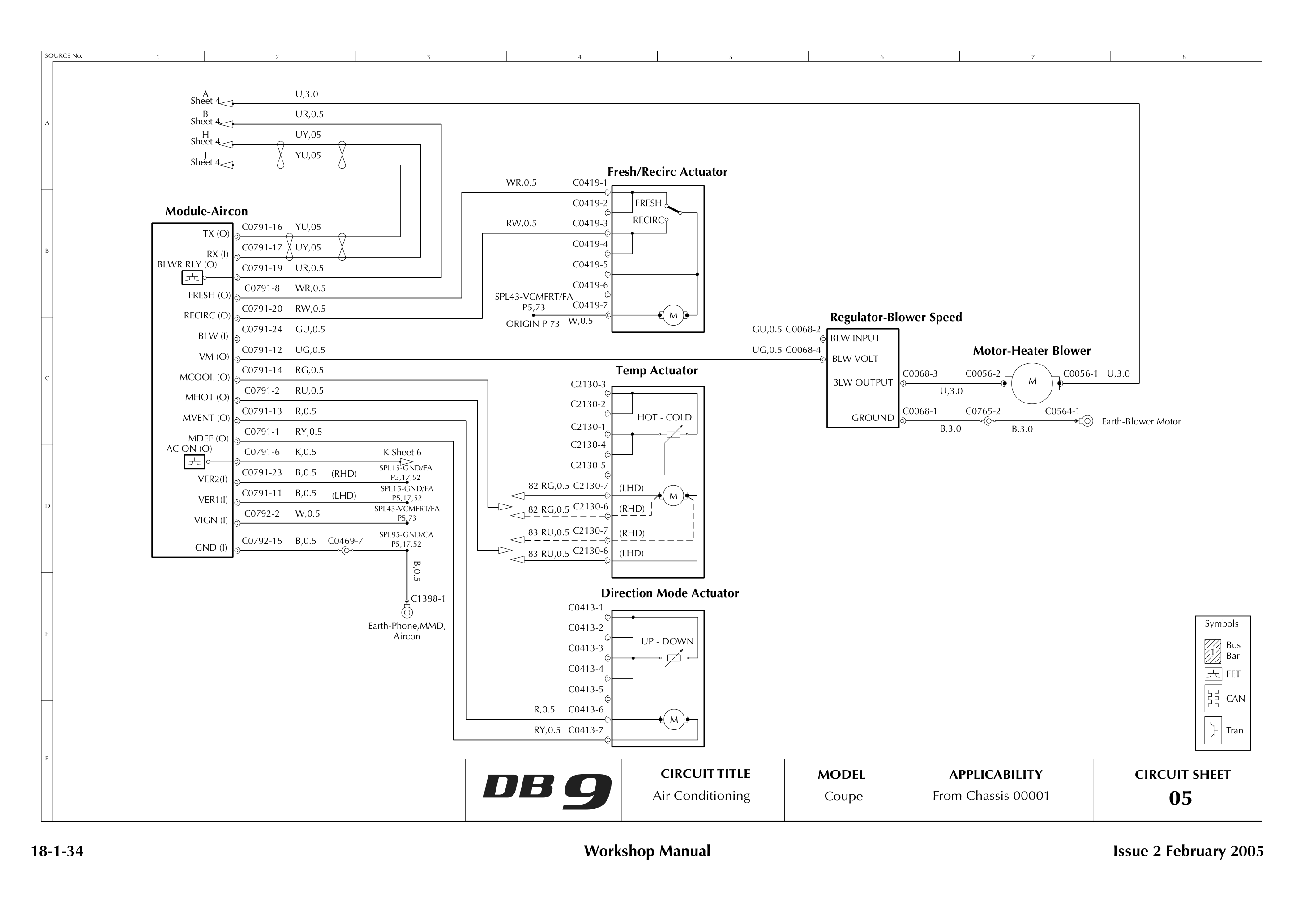 Aston Martin DB9 Circuit sheet 5: Air Conditioning