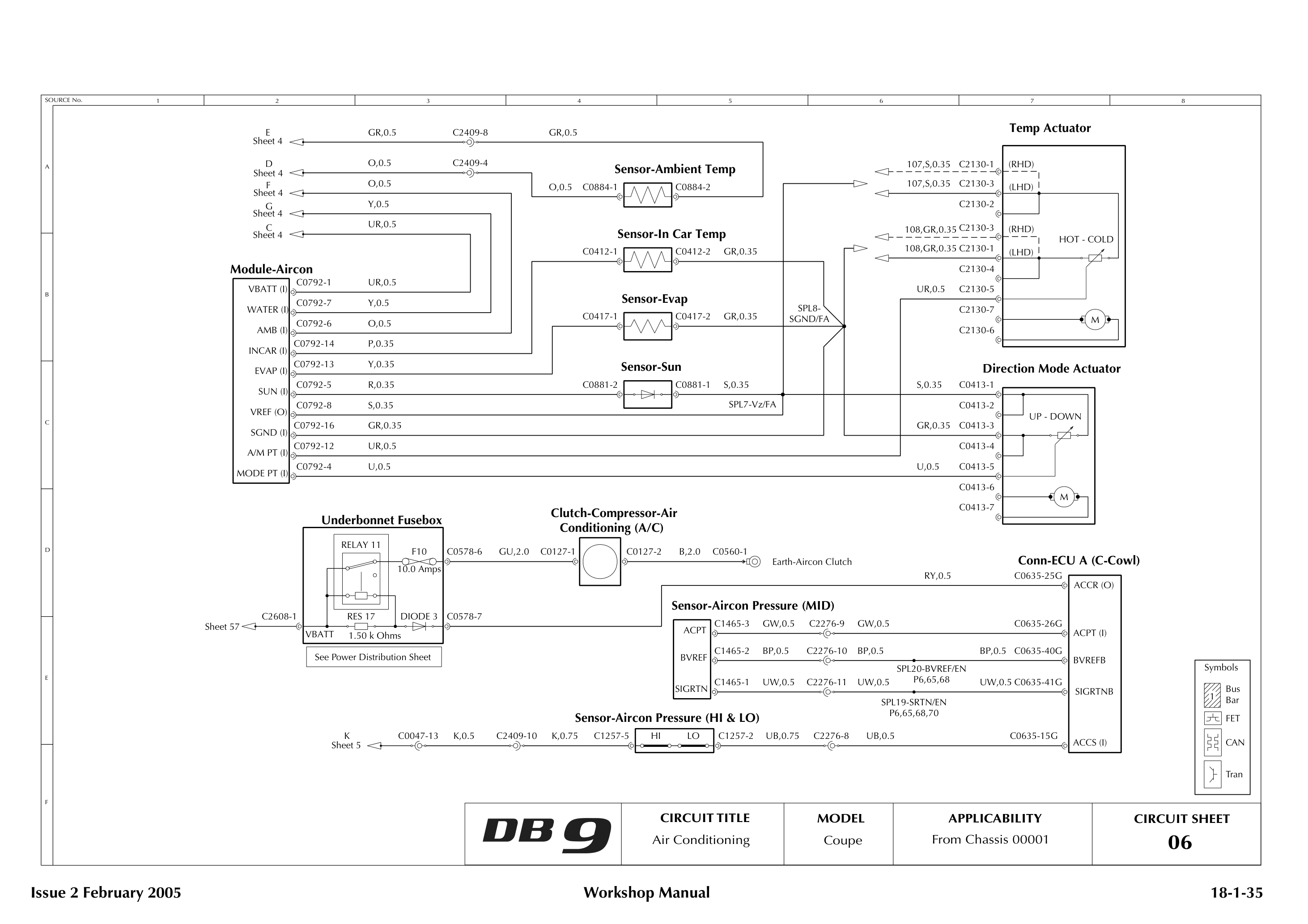 Aston Martin DB9 Circuit sheet 6: Air Conditioning