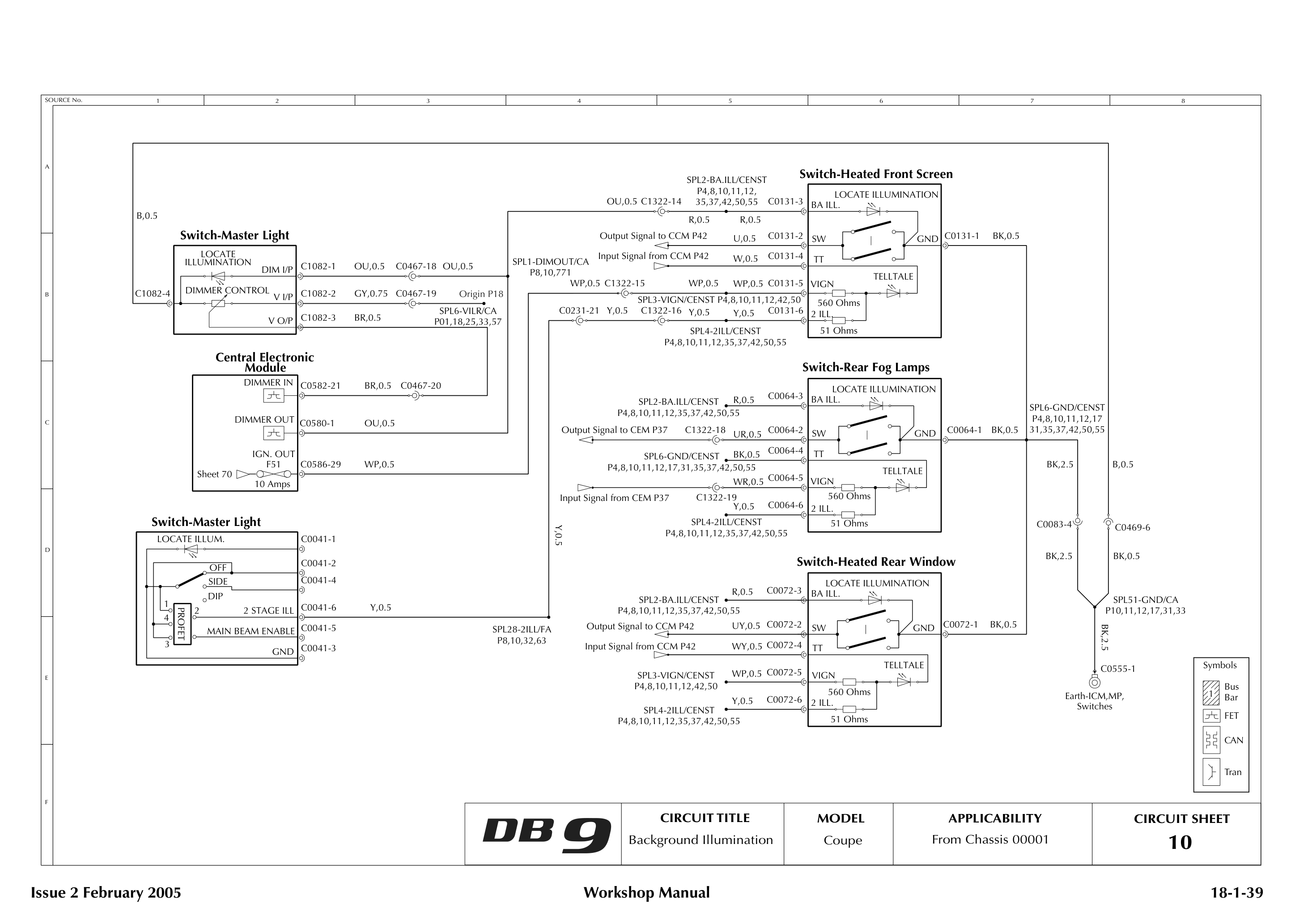 Aston Martin DB9 Circuit sheet 10: Background Illumination