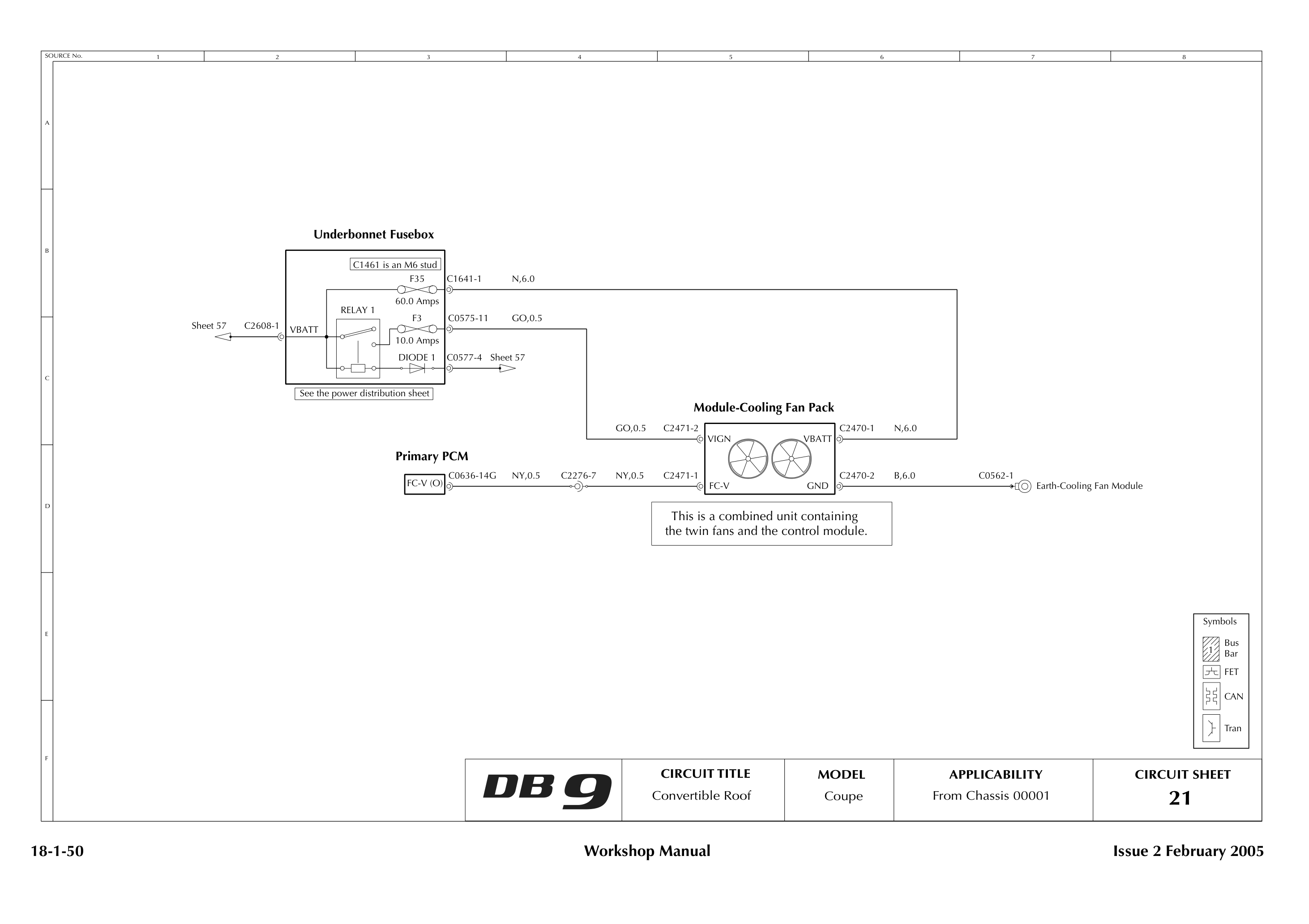 Aston Martin DB9 Circuit sheet 21: Convertible Roof