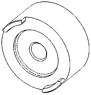 A circular ring-like tool with internal threading or grooves and external lugs.
