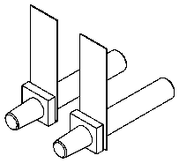 Two cylindrical sleeves held within a rectangular frame structure.