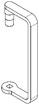 A tall, rectangular metal frame tool with a handle-like structure at the top and a mounting point at the bottom.