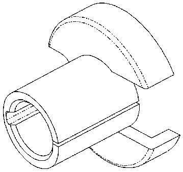 A C-shaped tool with a central cylindrical opening and a handle, used for disconnecting fuel pipes.