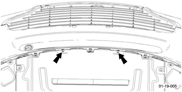 Front Bumper Cover with arrows pointing to clips